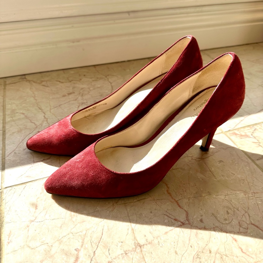 Cole Haan Red Suede Pointed-Toe Heels